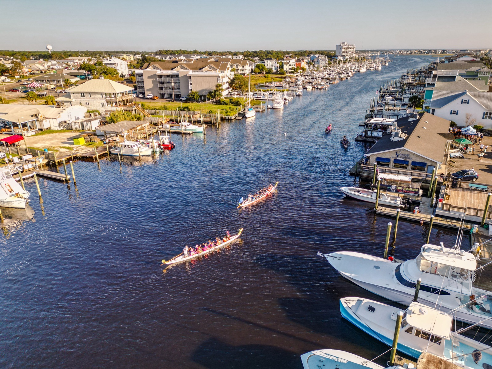 Dragon boats racing at Carolina Beach Yacht Basin